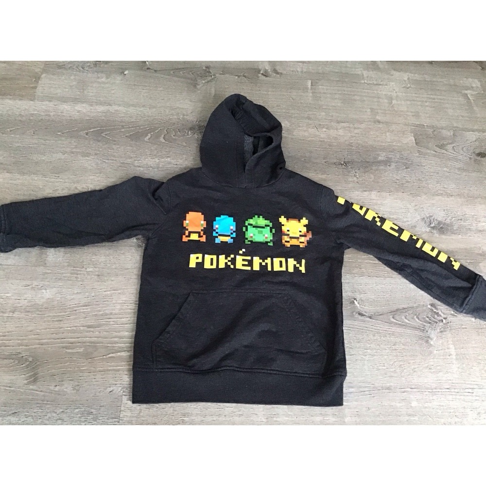 Pokemon Hooded Sweatshirt Youth Small Pixel Pokémon Hoodie Black